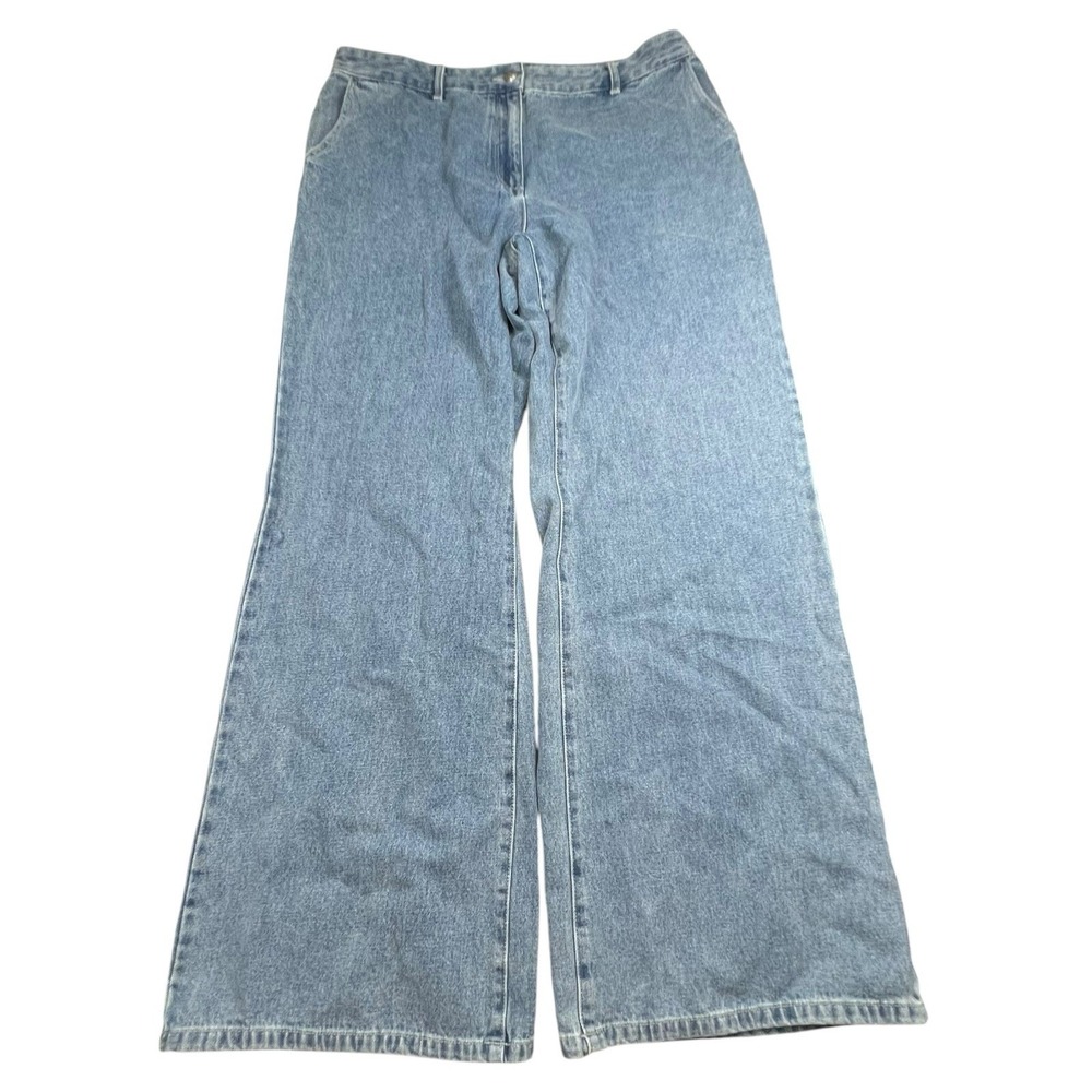 Kobi Halperin Womens 16 Effie Wide Leg Medium Wash High Rise Jeans Slash Pockets - Picture 2 of 9